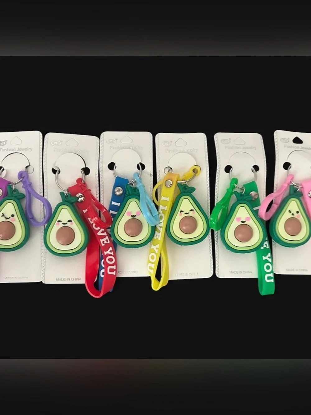 Cute 🥑Avocado Keychain/bag charms with 'I LOVE YOU' Strap - Multiple Colors